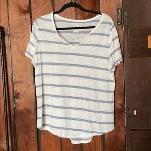 Blue and White Blouse